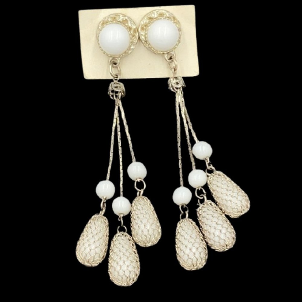 Vintage Caged Lucite Dangle Earrings Pierced